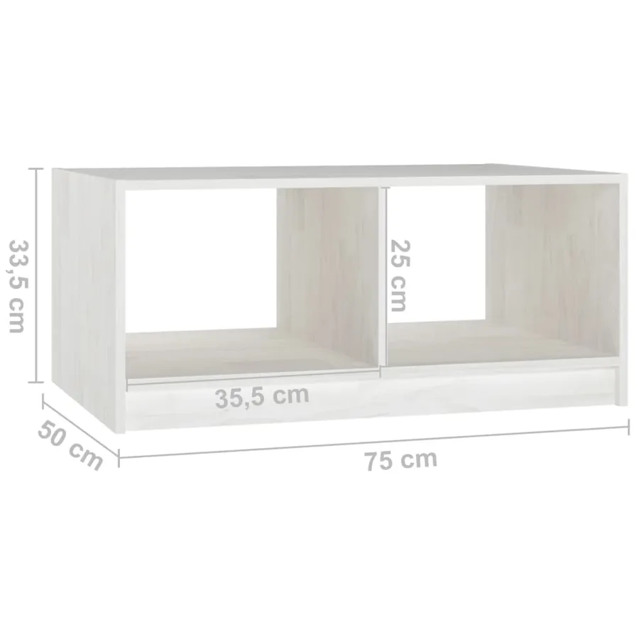Table basse blanc 75x50x33,5 cm bois de pin massif - 8