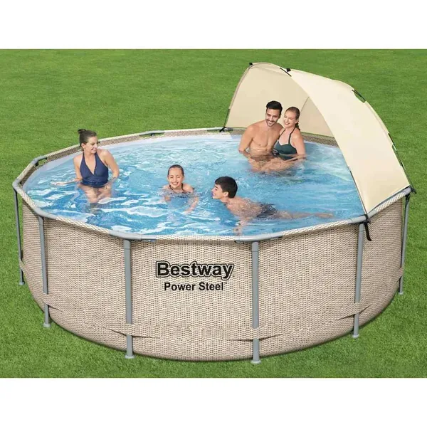 Bestway Ensemble de piscine avec auvent Power Steel 396x107 cm
