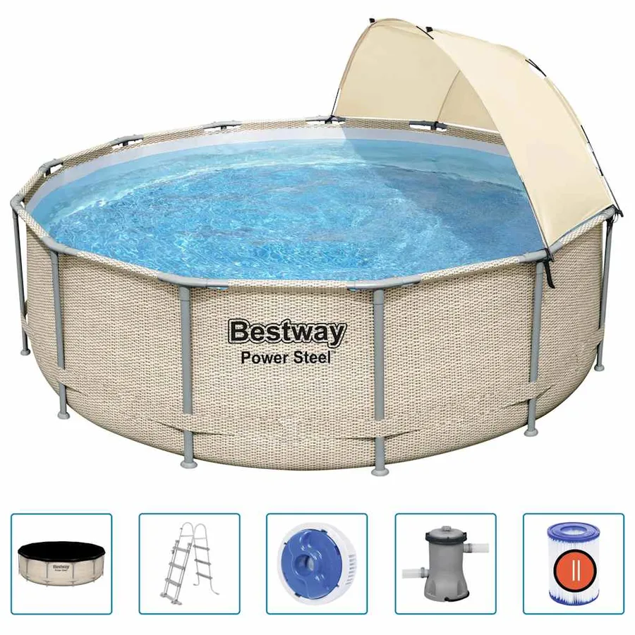 Bestway Ensemble de piscine avec auvent Power Steel 396x107 cm - 2