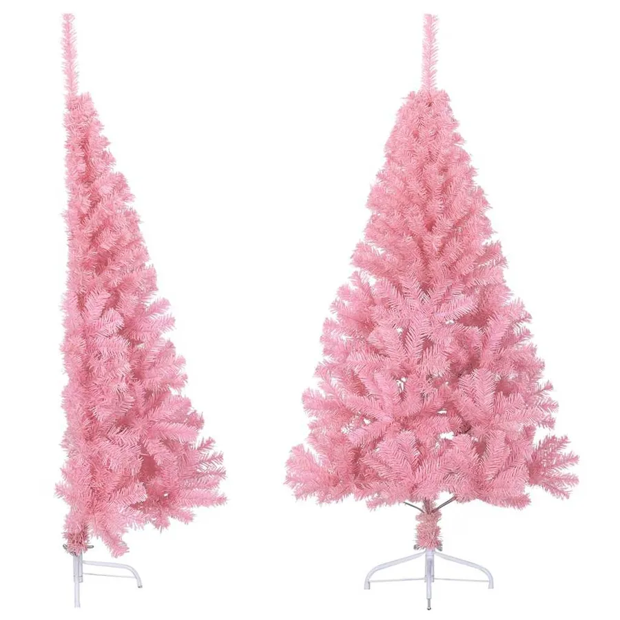 Demi sapin de Noël artificiel avec support Rose 150 cm PVC - 2