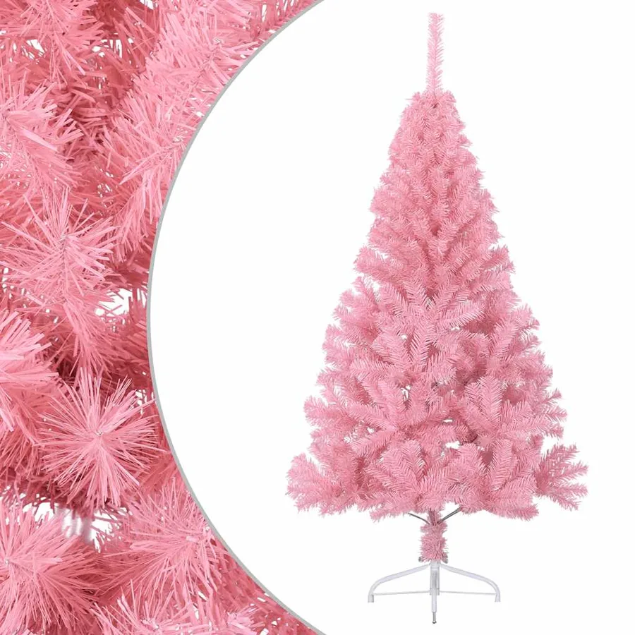 Demi sapin de Noël artificiel avec support Rose 150 cm PVC - 3