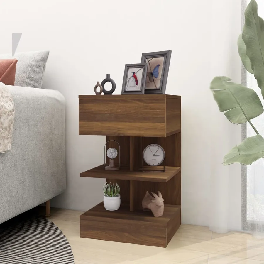 Table de chevet Chêne marron 40x35x65 cm Bois d'ingénierie - 3