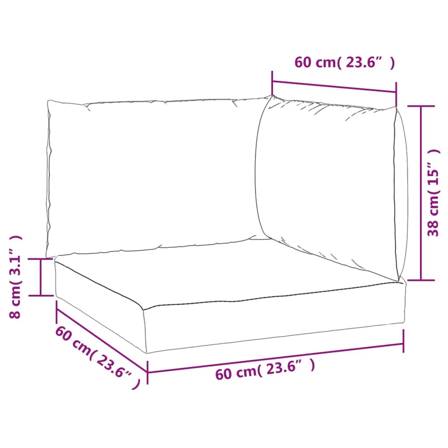 Coussins de palette lot de 3 motif à carreaux noir tissu Oxford - 10
