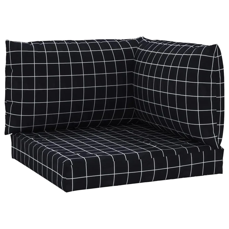 Coussins de palette lot de 3 motif à carreaux noir tissu Oxford - 2