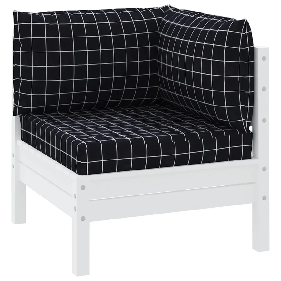 Coussins de palette lot de 3 motif à carreaux noir tissu Oxford - 3