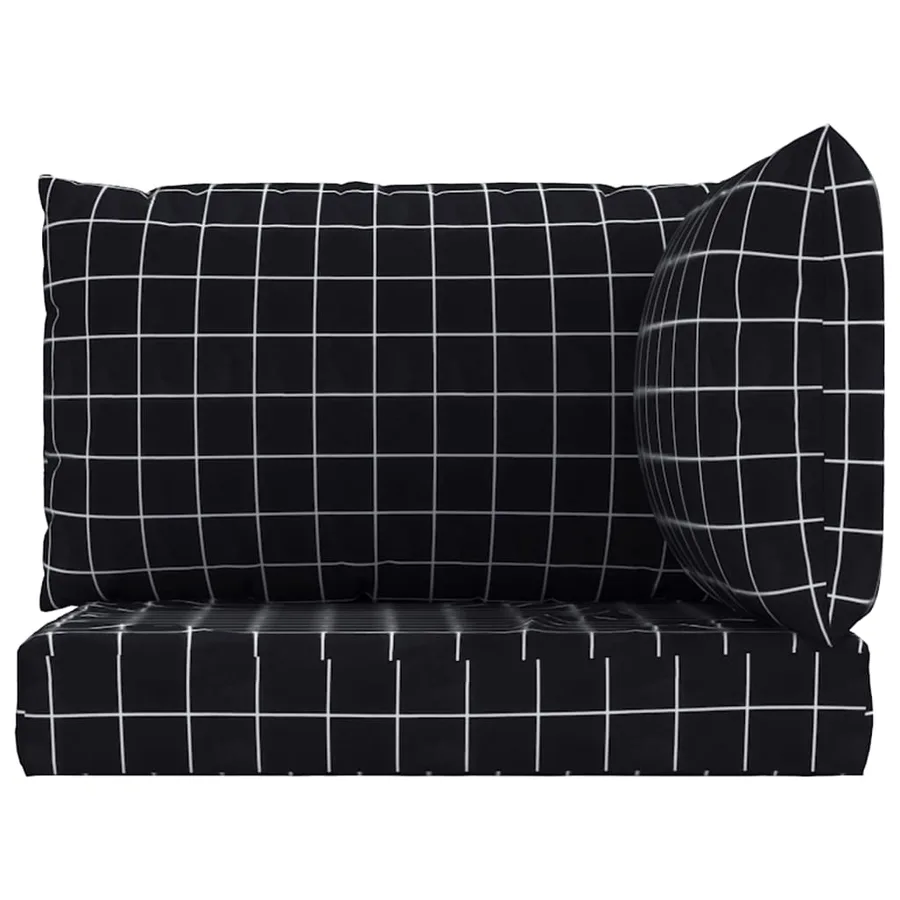 Coussins de palette lot de 3 motif à carreaux noir tissu Oxford - 4