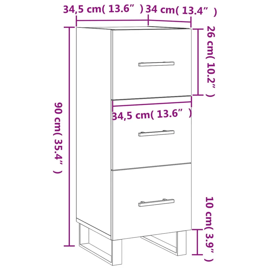 Buffet Sonoma gris 34,5x34x90 cm Bois d'ingénierie - 12