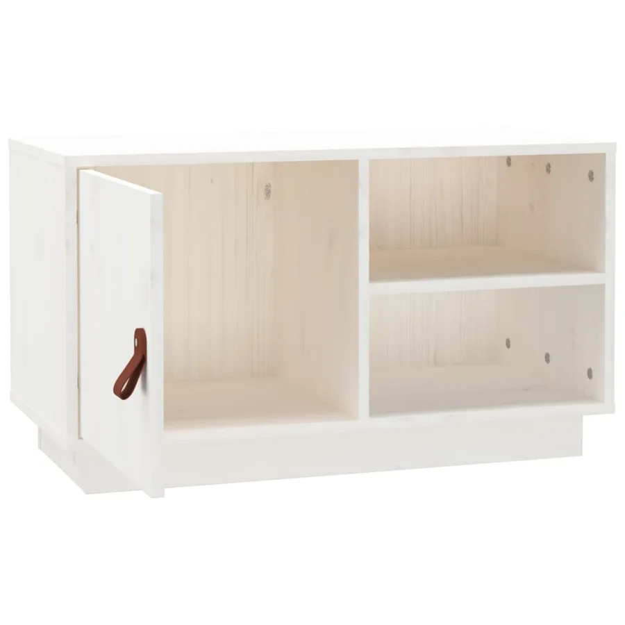 Meuble TV Blanc 70x34x40 cm Bois de pin massif - 7