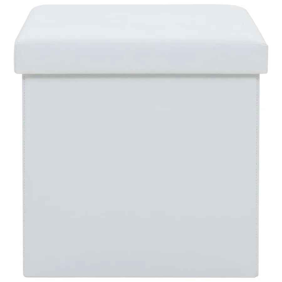 Tabouret de rangement pliable Blanc Similicuir - 4