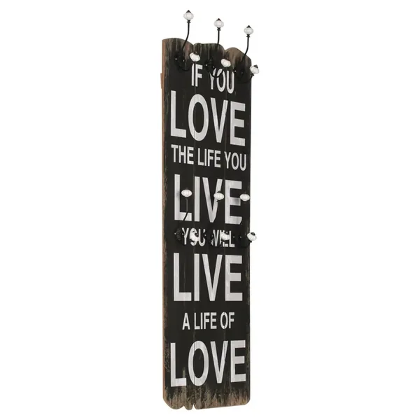 Porte-manteau mural avec 6 crochets 120 x 40 cm LOVE LIVE