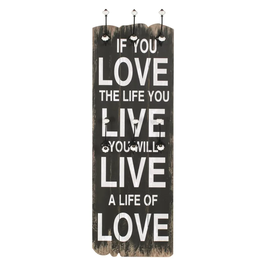 Porte-manteau mural avec 6 crochets 120 x 40 cm LOVE LIVE - 2