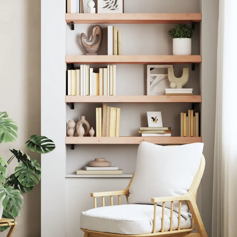 Étagère murale 80x30x(2-6) cm bois de chêne massif non traité - 3