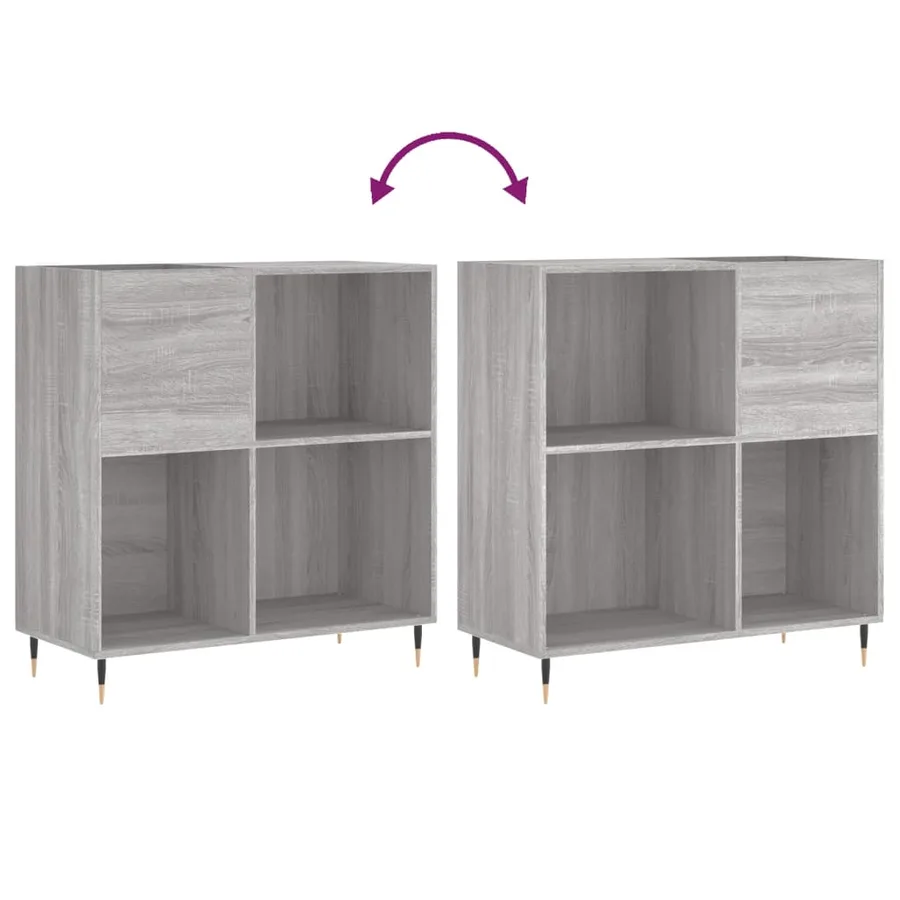 Armoire à disques sonoma gris 84,5x38x89 cm bois d'ingénierie - 7