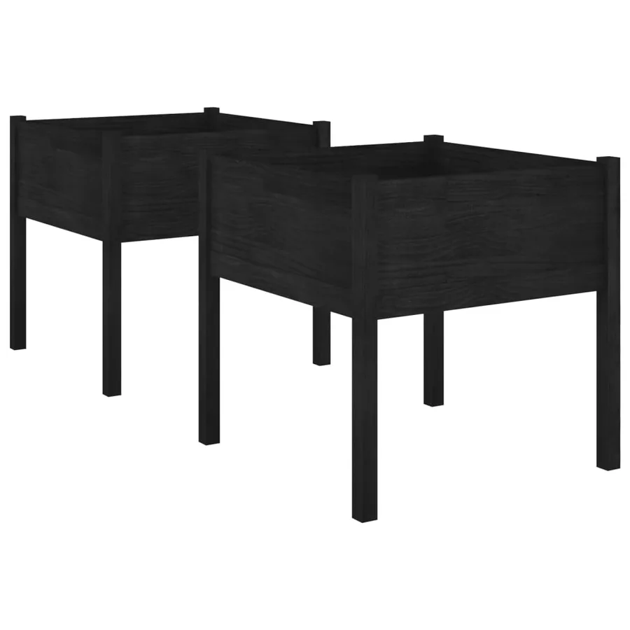 Jardinières 2 pcs Noir 70x70x70 cm Bois de pin massif - 2