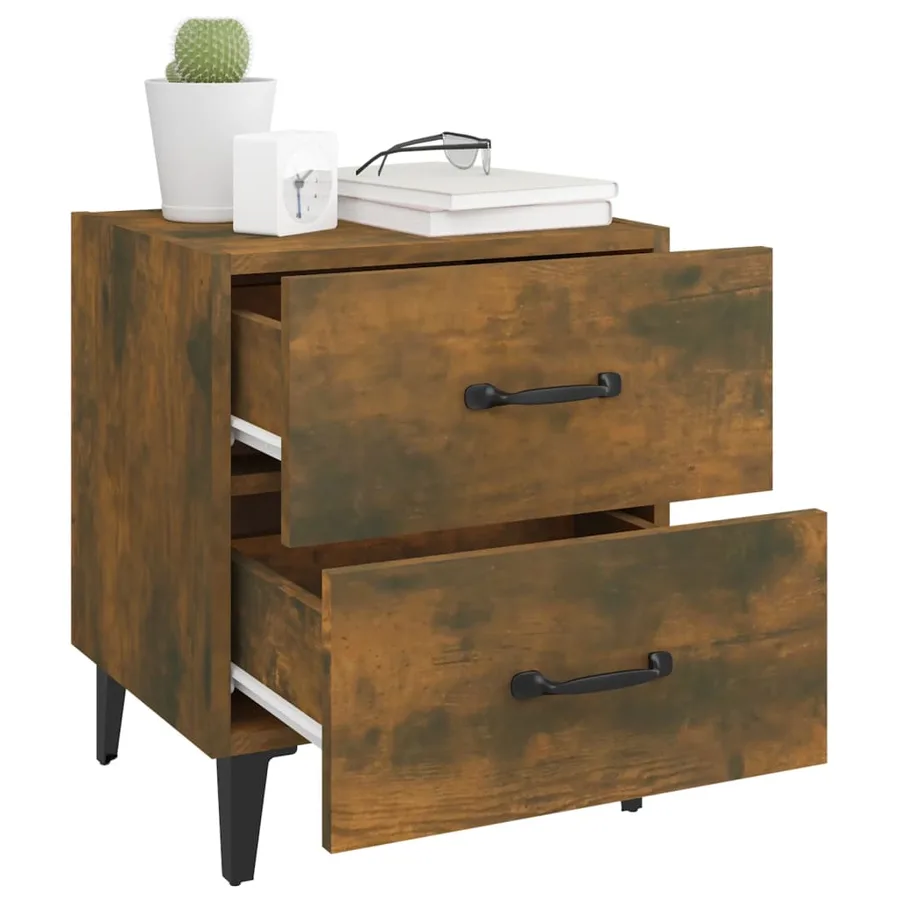 Tables de chevet 2 pcs Chêne fumé 40x35x47,5 cm - 3