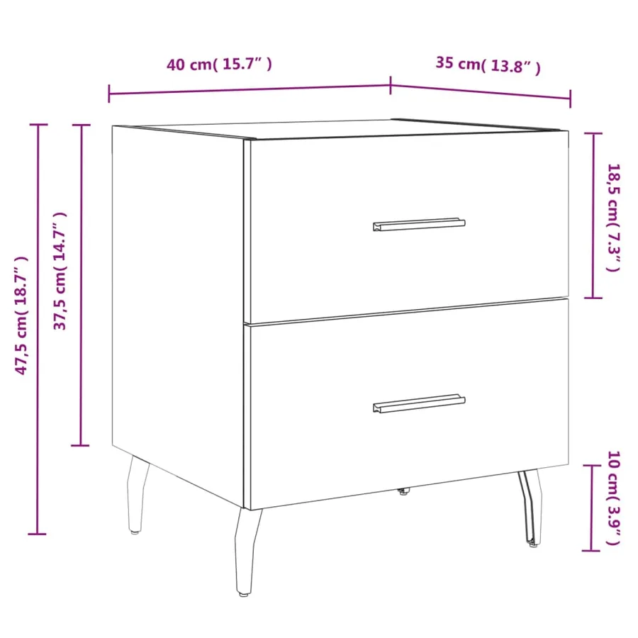 Tables de chevet 2 pcs chêne sonoma 40x35x47,5 cm - 13