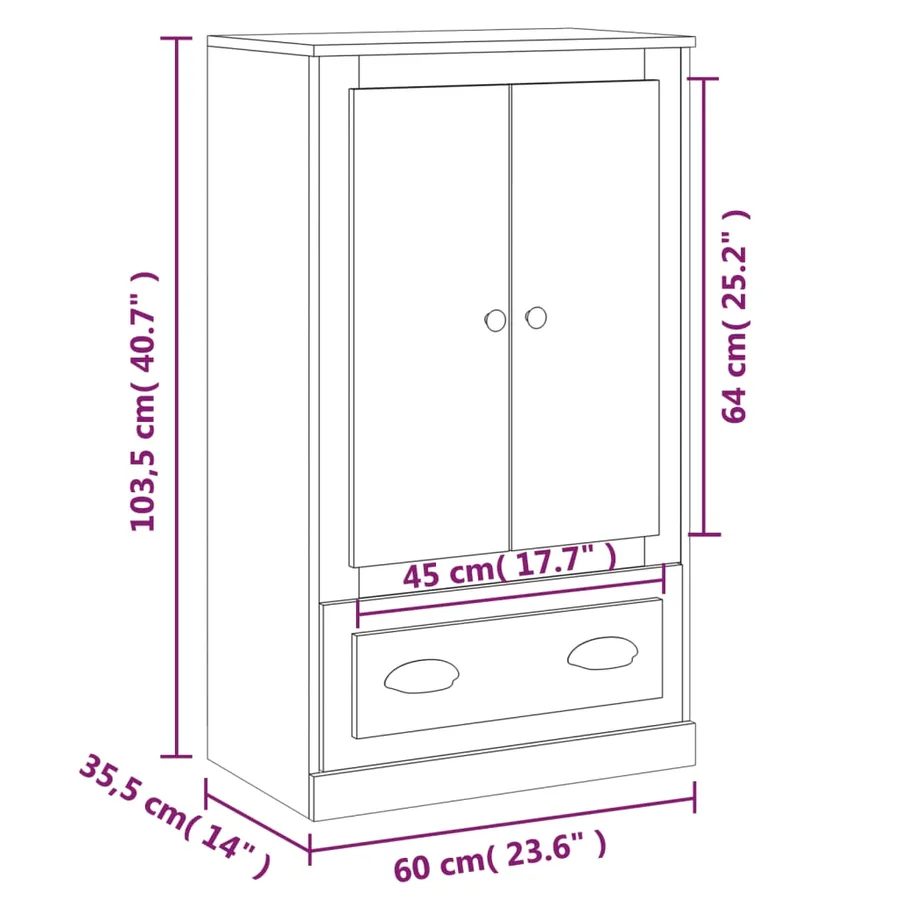 Buffet haut chêne fumé 60x35,5x103,5 cm bois d'ingénierie - 10