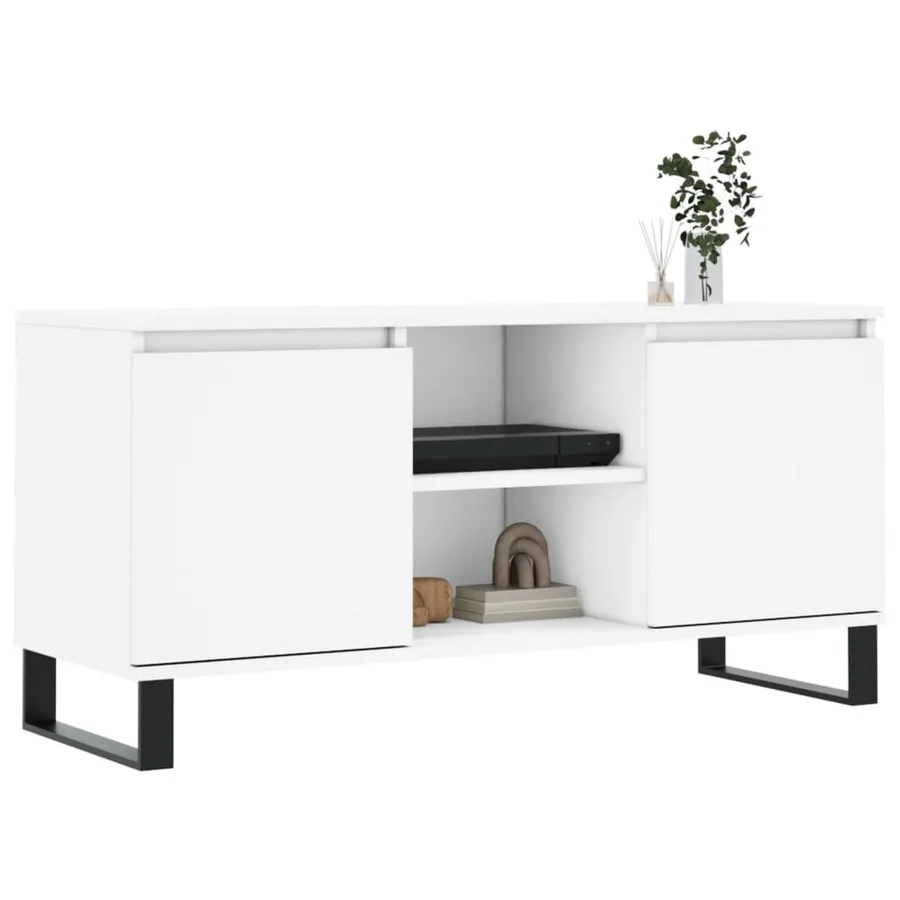 Meuble TV blanc 104x35x50 cm bois d'ingénierie - 3