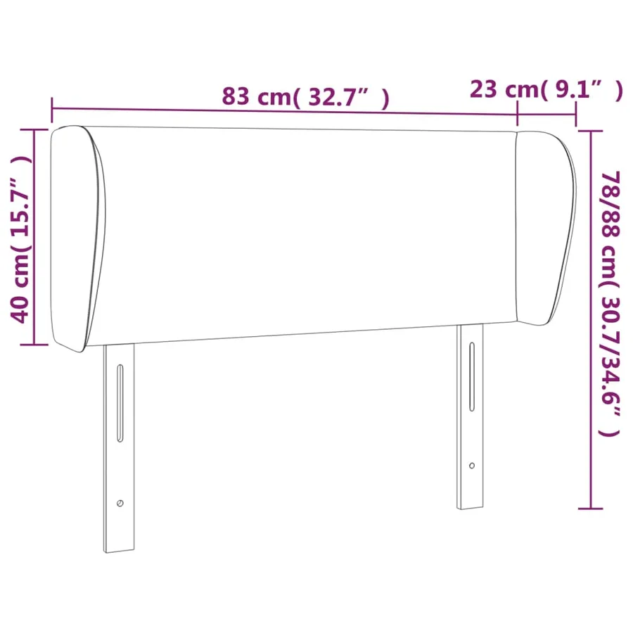 Tête de lit avec oreilles Noir 83x23x78/88 cm Velours - 9