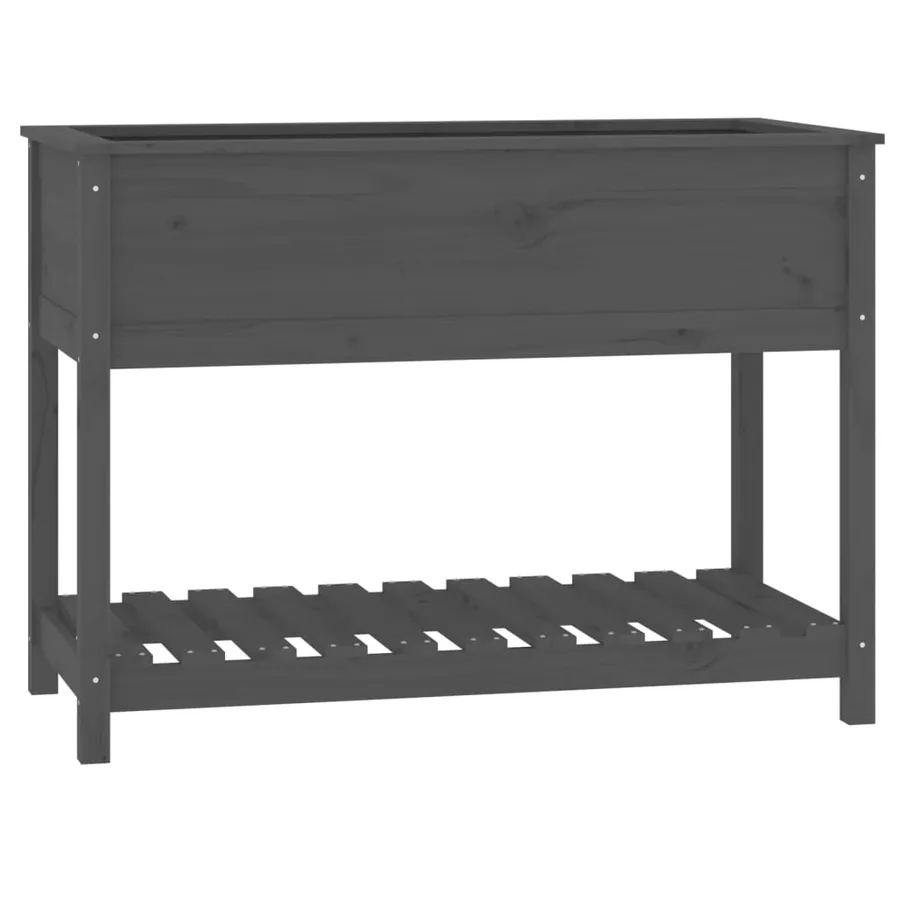 Jardinière avec étagère Gris 111,5x54x81 cm Bois massif de pin - 2