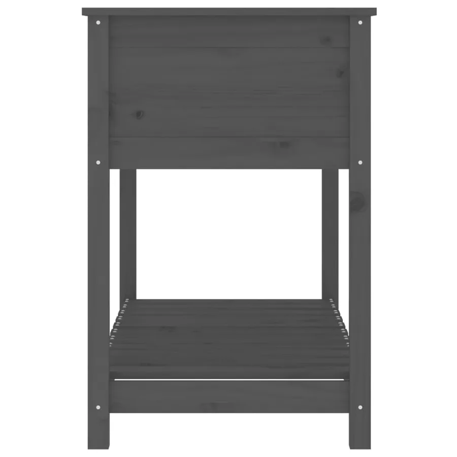 Jardinière avec étagère Gris 111,5x54x81 cm Bois massif de pin - 6