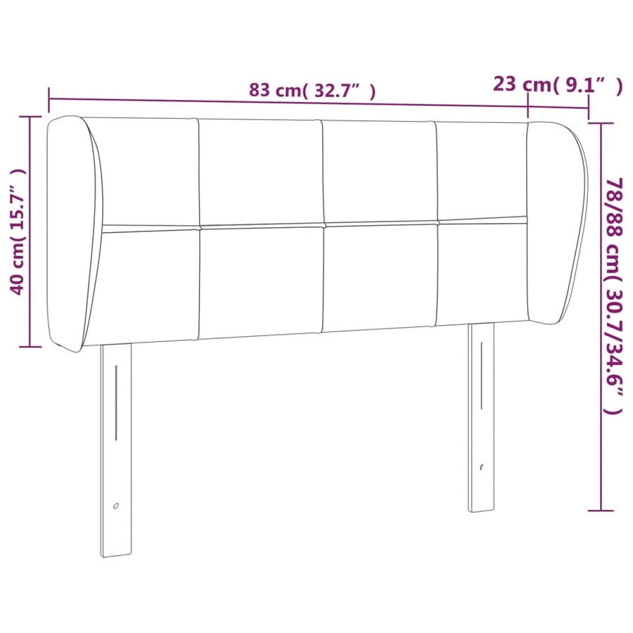 Tête de lit avec oreilles Noir 83x23x78/88 cm Velours - 9