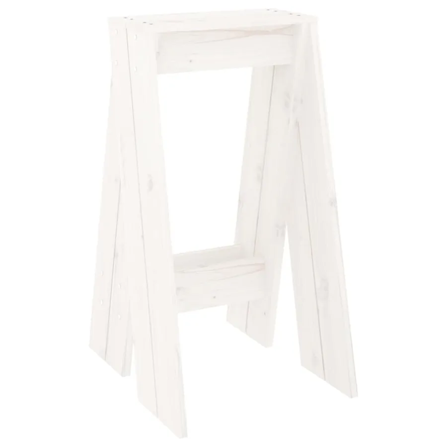 Tabourets lot de 2 blanc 40x40x75 cm bois massif de pin - 4