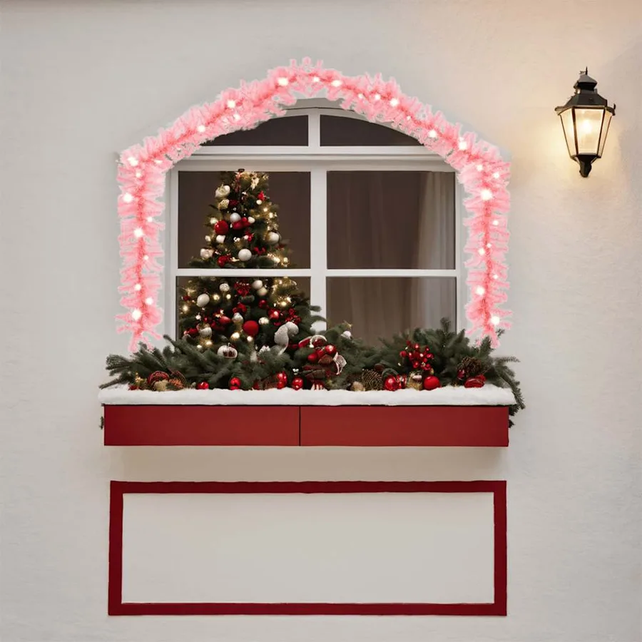 Guirlande de Noël avec lumières LED 10 m Rose - 2