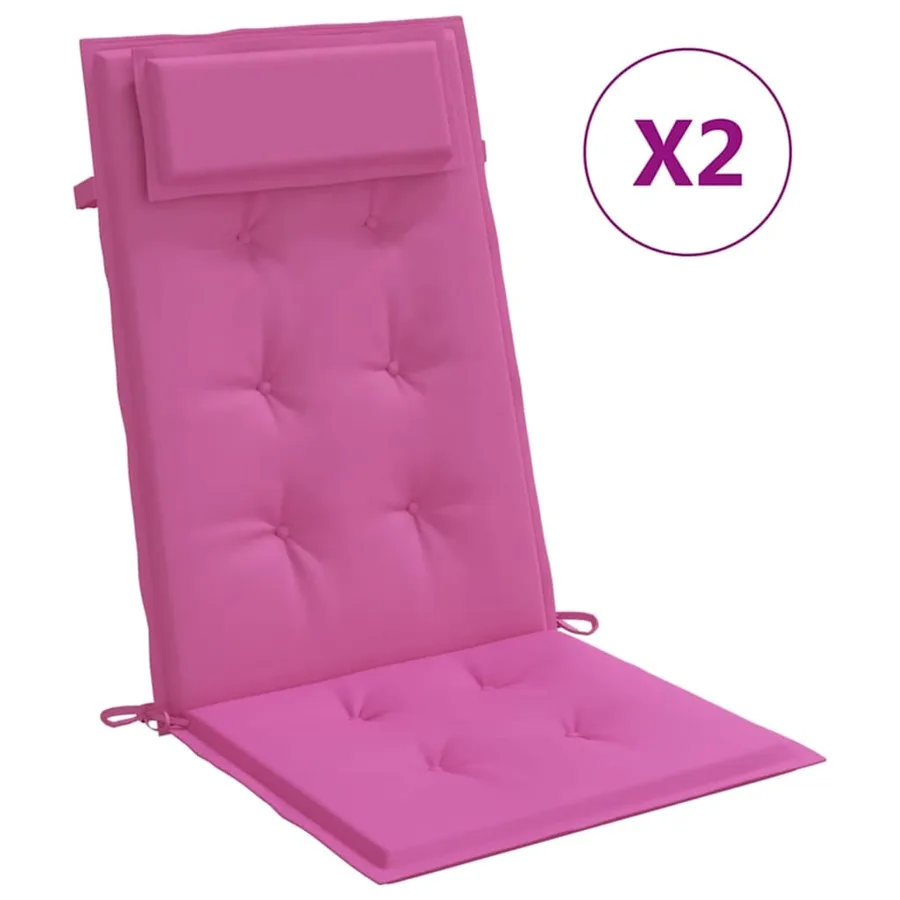Coussins de chaise à dossier haut lot de 2 rose tissu oxford - 2