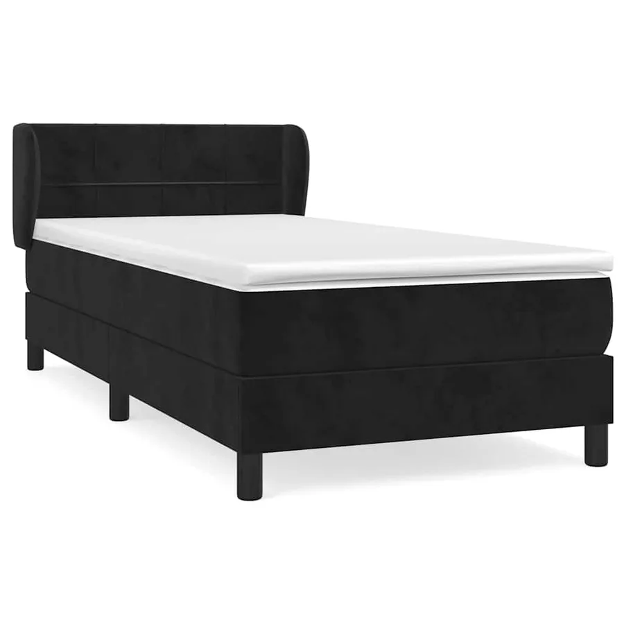 Sommier à lattes de lit avec matelas Noir 90x200 cm Velours - 2