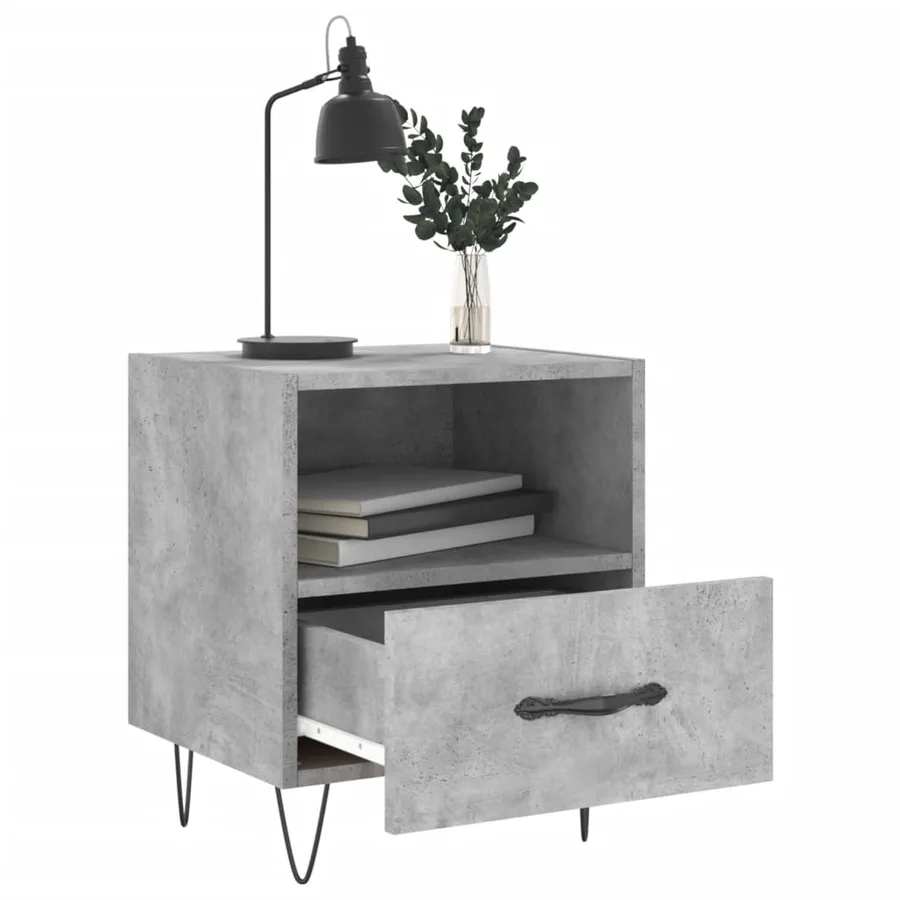 Tables de chevet 2pcs gris béton 40x35x47,5cm bois d’ingénierie - 3