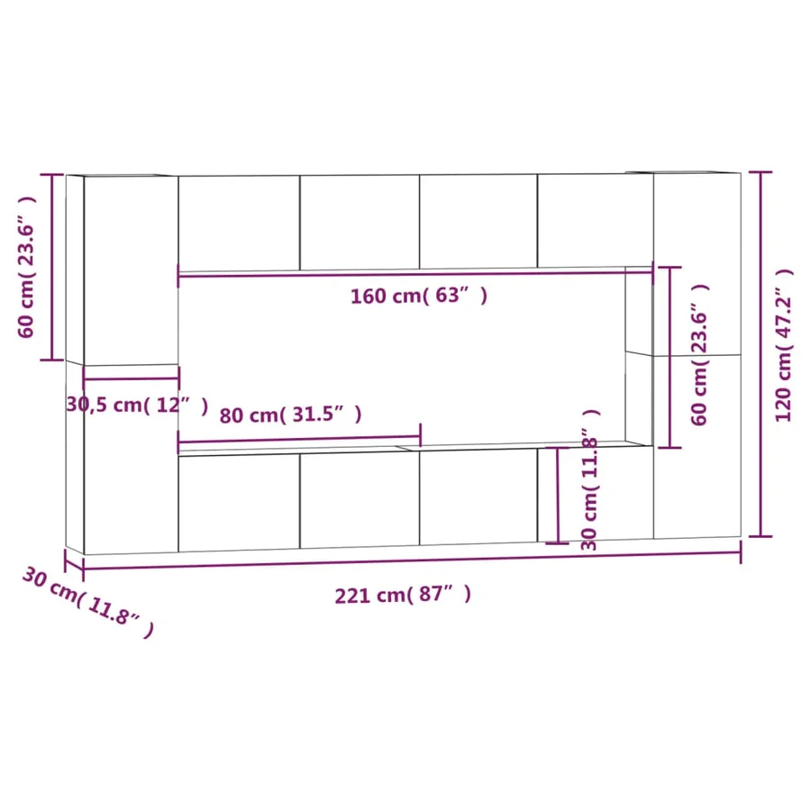 Ensemble de meubles TV 8 pcs Blanc Bois d'ingénierie - 11