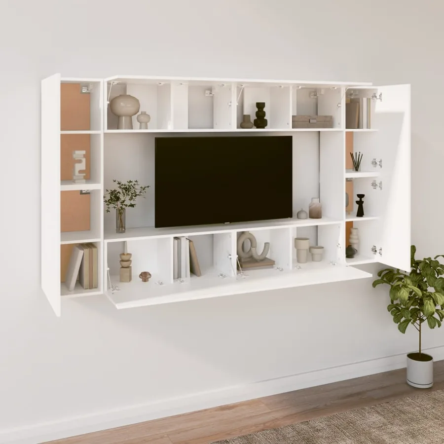 Ensemble de meubles TV 8 pcs Blanc Bois d'ingénierie - 3