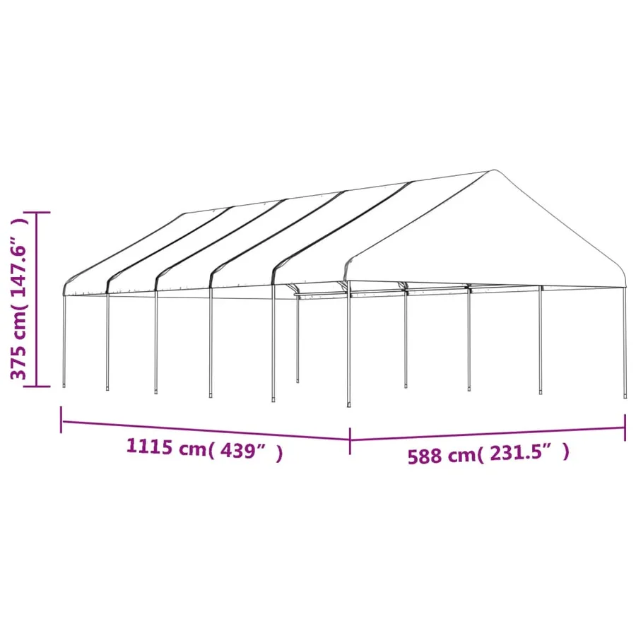 Belvédère avec toit blanc 11,15x5,88x3,75 m polyéthylène - 5