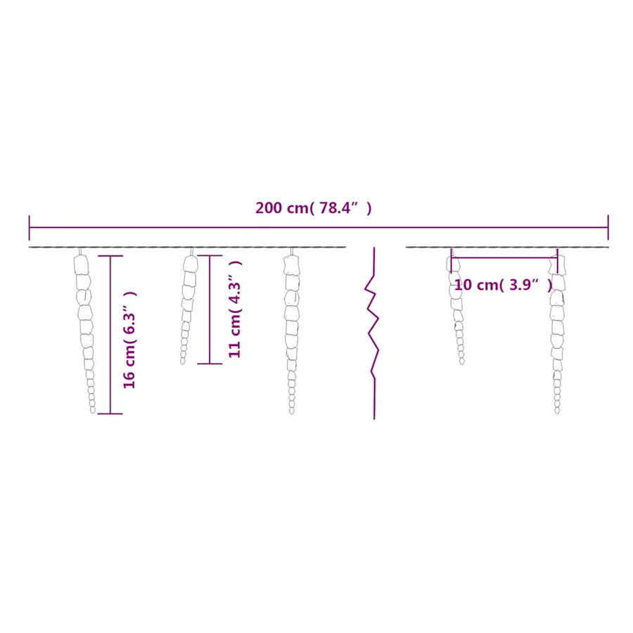 Guirlande lumineuse à glaçons de Noël 40 pcs Blanc Acrylique - 13