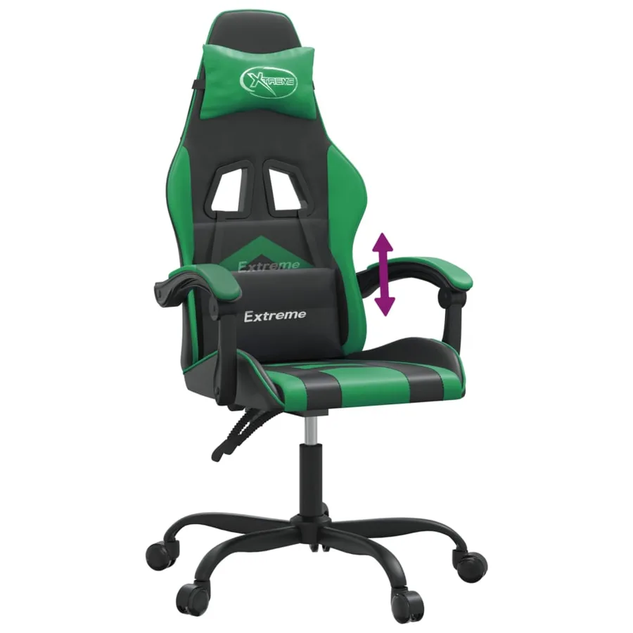 Chaise de jeu Noir et vert Similicuir - 7