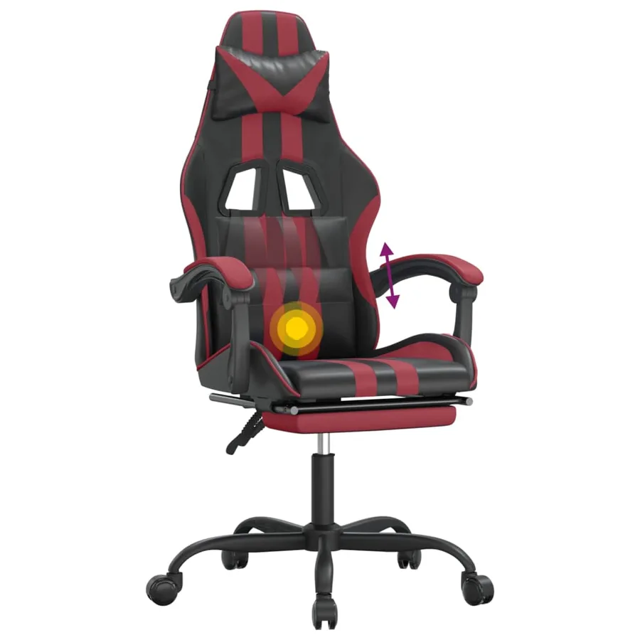 Chaise de jeu pivotante repose-pied Noir bordeaux Similicuir - 12