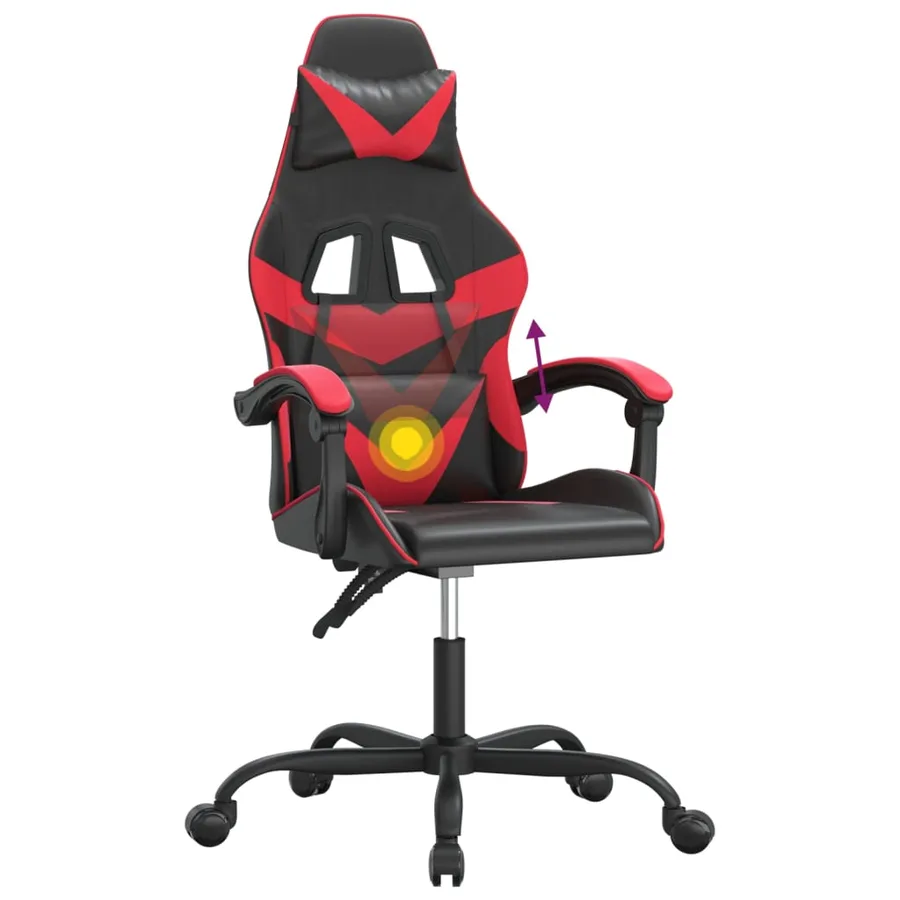 Chaise de jeu pivotante Noir et rouge Similicuir - 11