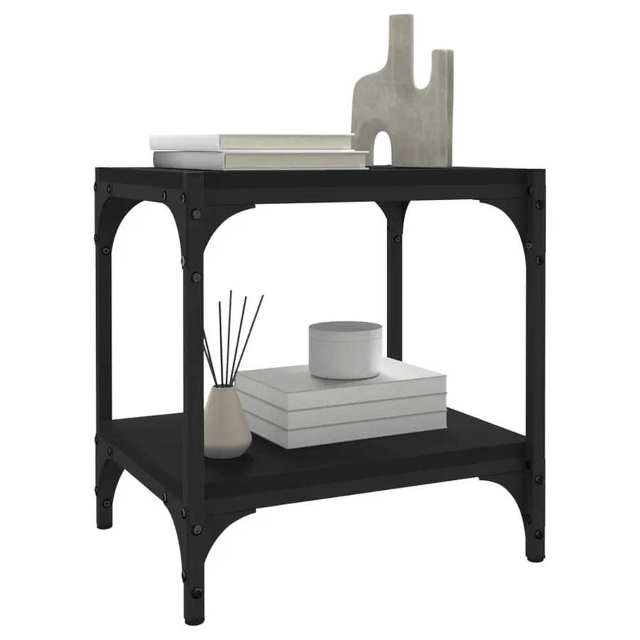 Meuble TV Noir 40x33x41 cm Bois d'ingénierie et acier - 6
