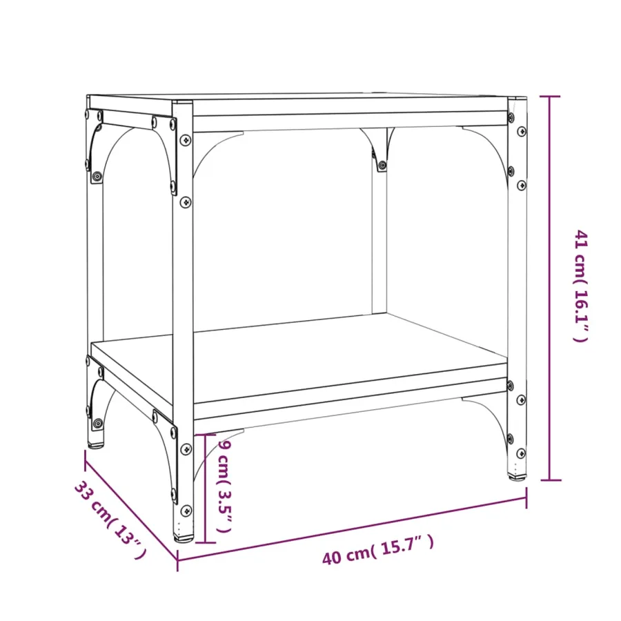 Meuble TV Noir 40x33x41 cm Bois d'ingénierie et acier - 9