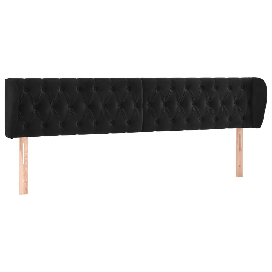 Tête de lit avec oreilles Noir 203x23x78/88 cm Velours - 2