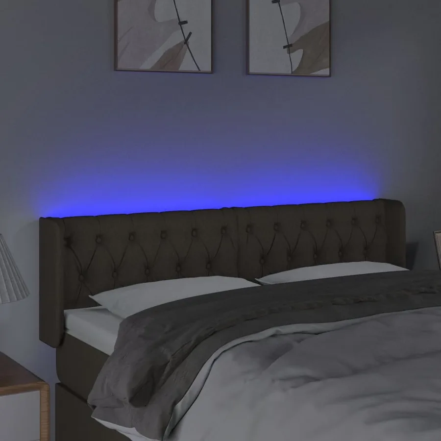 Tête de lit à LED Taupe 163x16x78/88 cm Tissu - 4