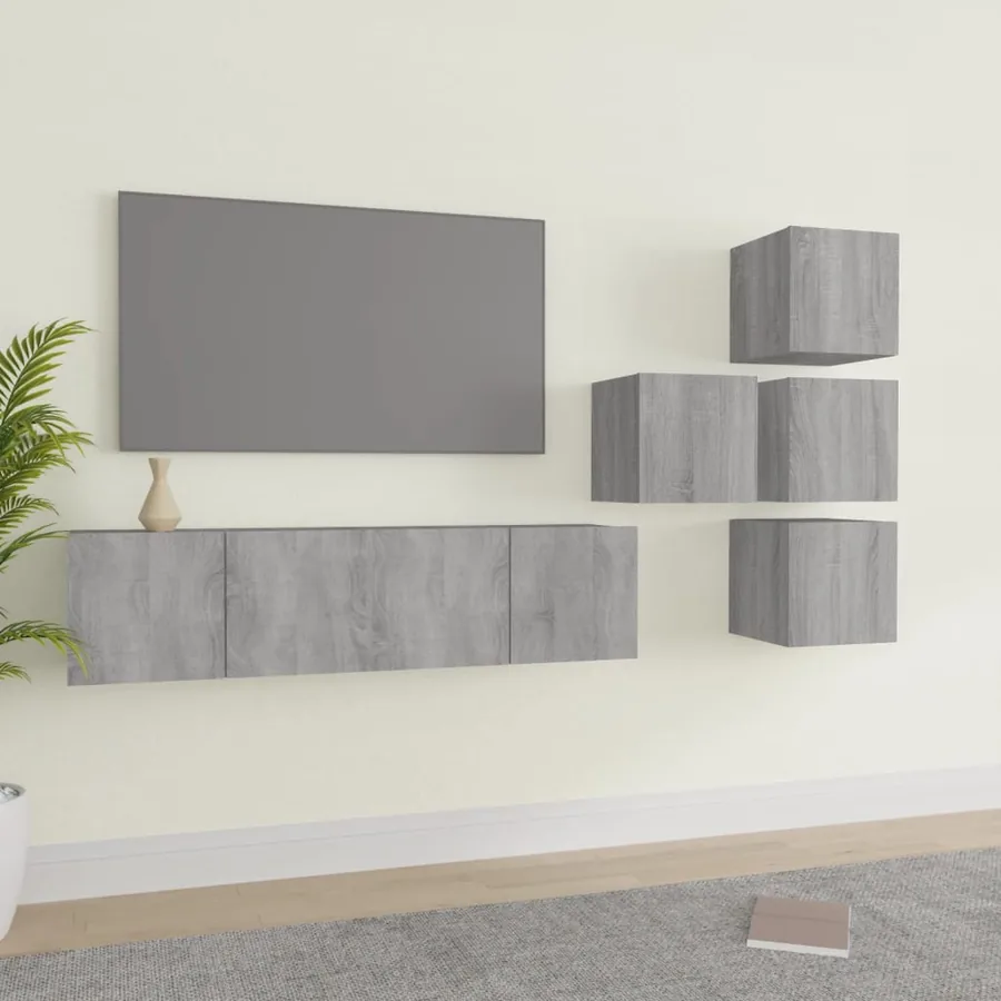 Ensemble de meubles TV 6 pcs Sonoma gris Bois d'ingénierie