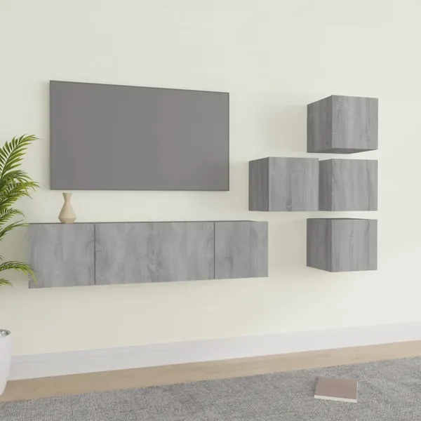 Ensemble de meubles TV 6 pcs Sonoma gris Bois d'ingénierie