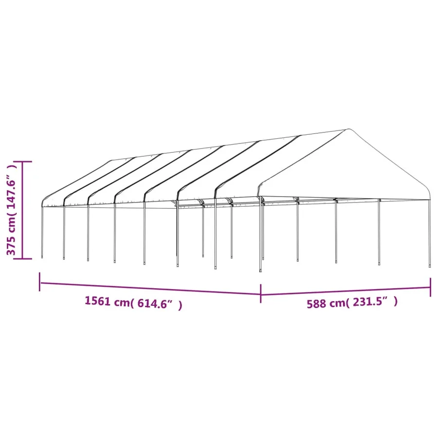 Belvédère avec toit blanc 15,61x5,88x3,75 m polyéthylène - 5