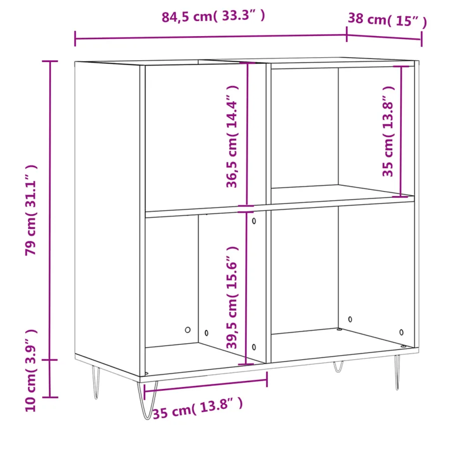 Armoire à disques blanc 84,5x38x89 cm bois d'ingénierie - 10