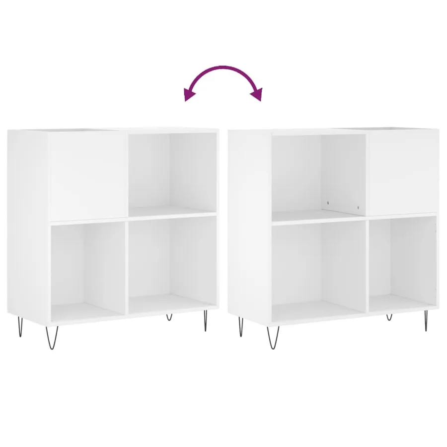 Armoire à disques blanc 84,5x38x89 cm bois d'ingénierie - 7