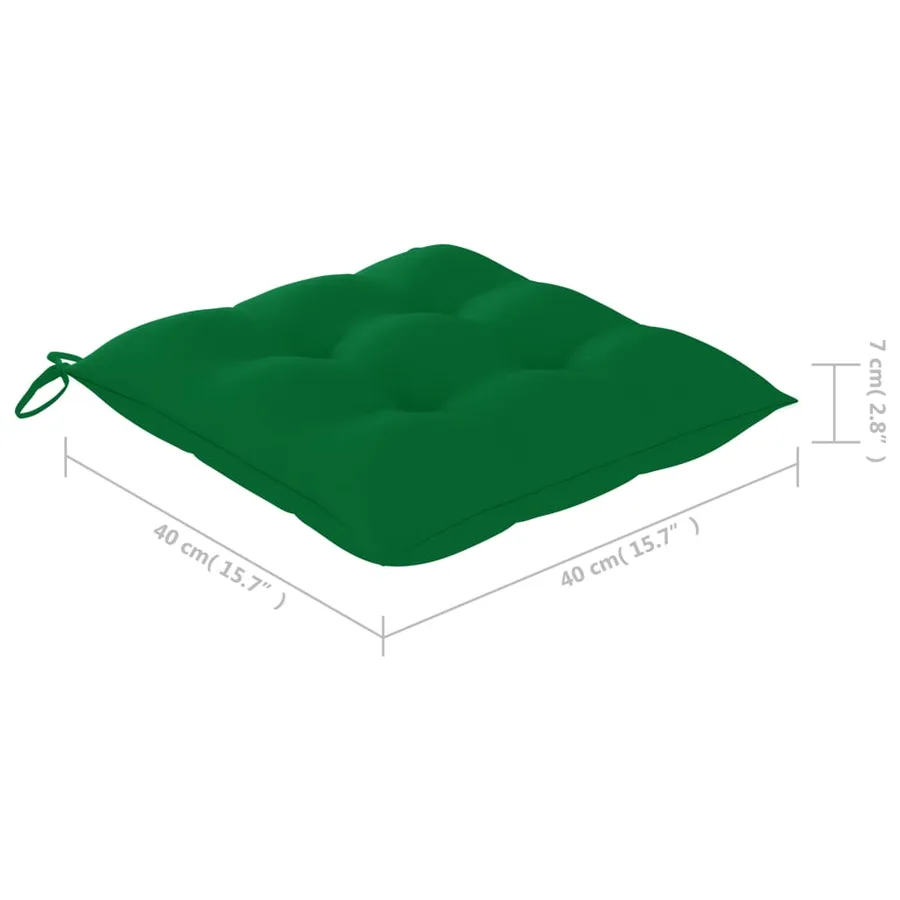 Chaises de jardin avec coussins vert lot de 6 Bois teck massif - 13