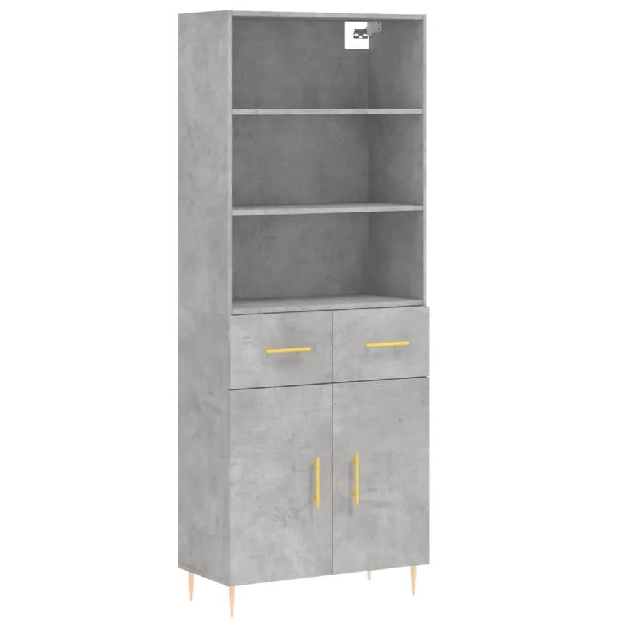 Buffet haut Gris béton 69,5x34x180 cm Bois d'ingénierie - 2