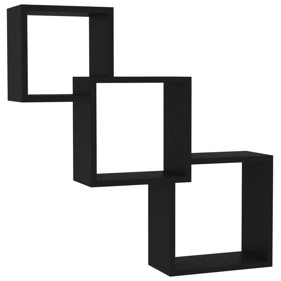 Étagères murales cubiques noir 68x15x68 cm bois d'ingénierie - 2